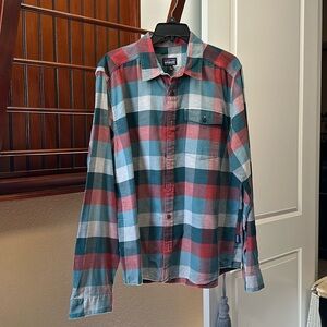 Men’s Patagonia Plaid Button Up Shirt Medium Long Sleeve Green Red Flannel